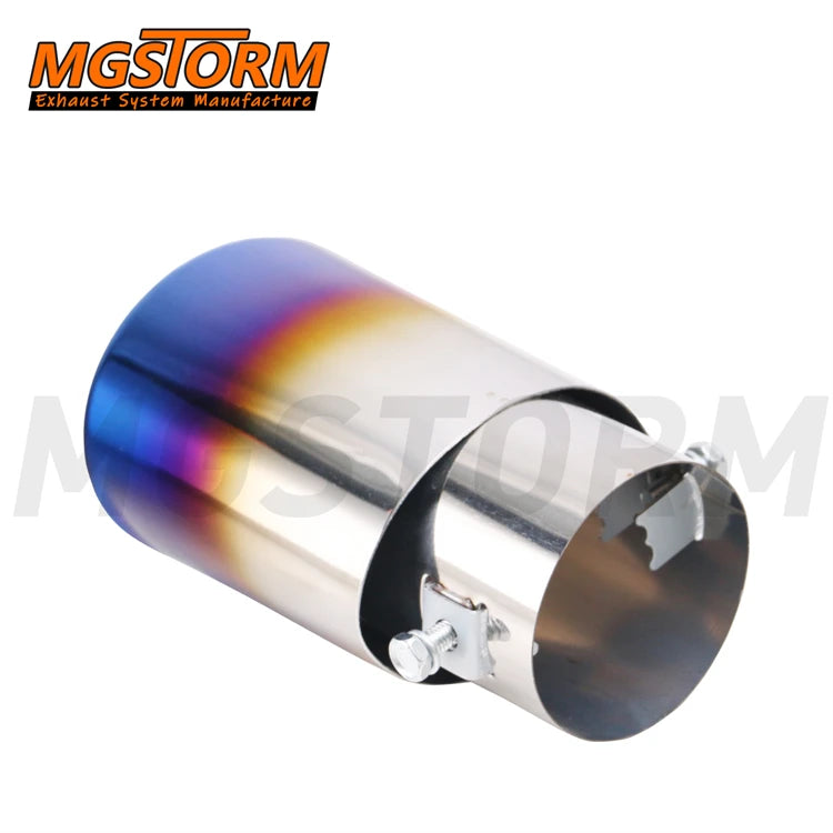 Screw on Single Exhaust Tip Diameter 63mm Inlet 67x85mm Oval Burnt Blue Exit 140mm Overall Length Exhaust Muffler Tip