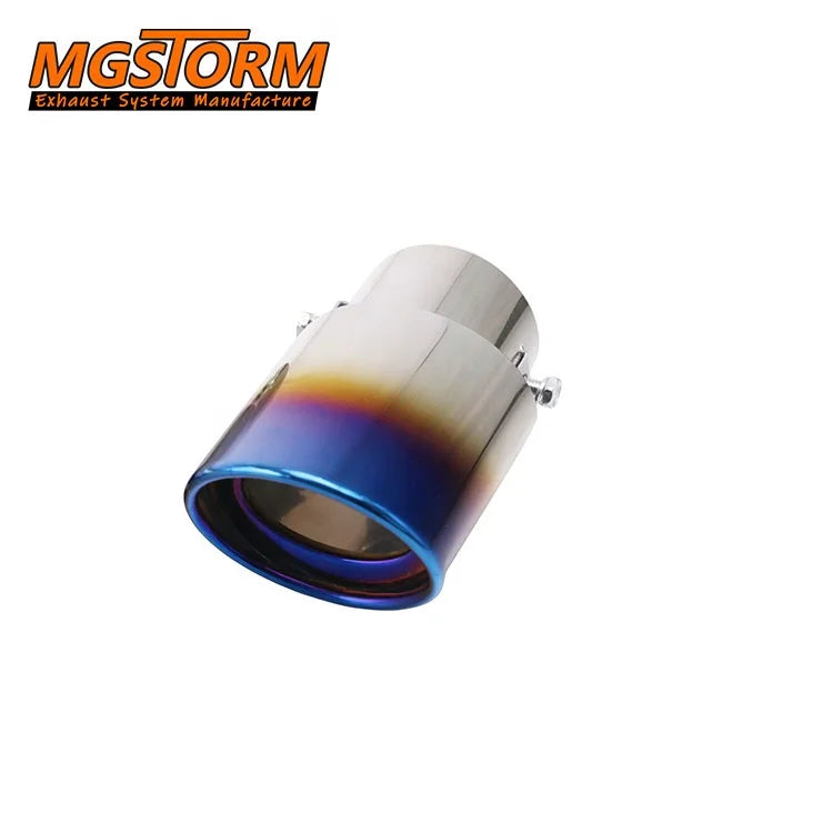 Screw on Single Exhaust Tip Diameter 63mm Inlet 67x85mm Oval Burnt Blue Exit 140mm Overall Length Exhaust Muffler Tip