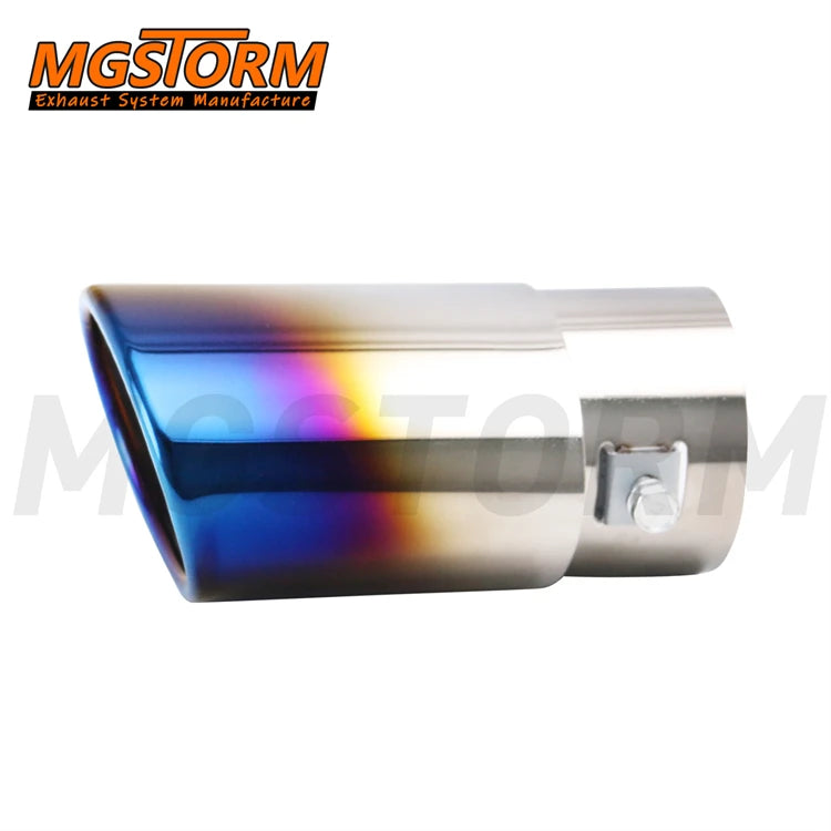 Screw on Single Exhaust Tip Diameter 63mm Inlet 67x85mm Oval Burnt Blue Exit 140mm Overall Length Exhaust Muffler Tip