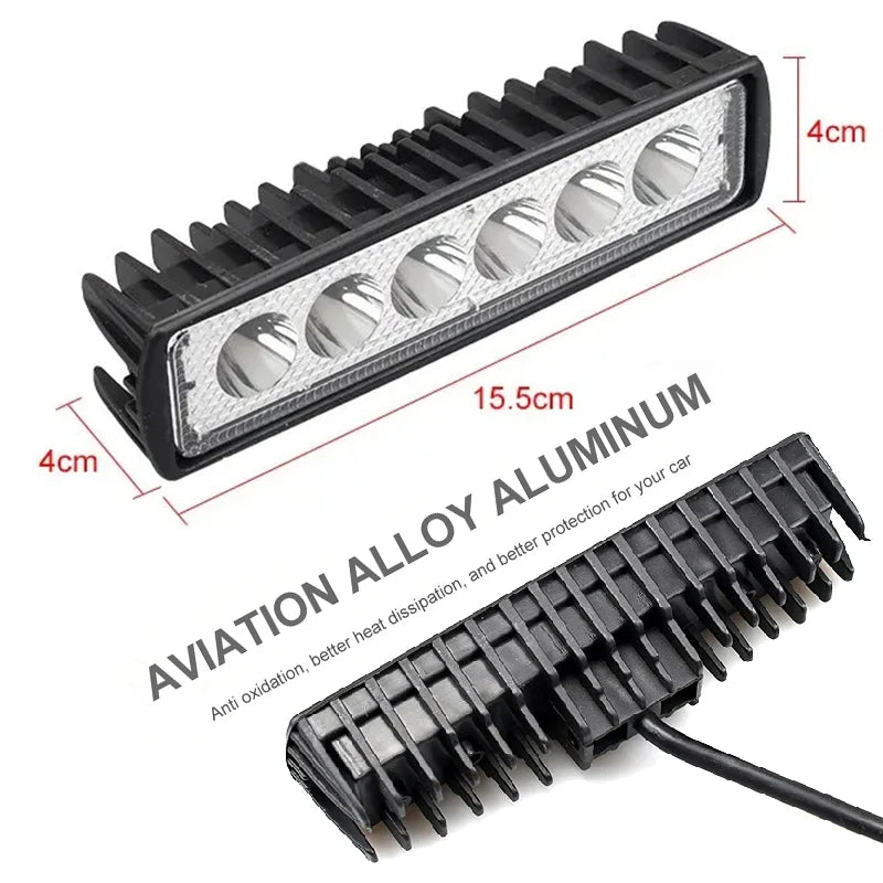 6" 18W LED-työvalo 12V/24V – Vedenpitävä offroad-ajovalo 6000K