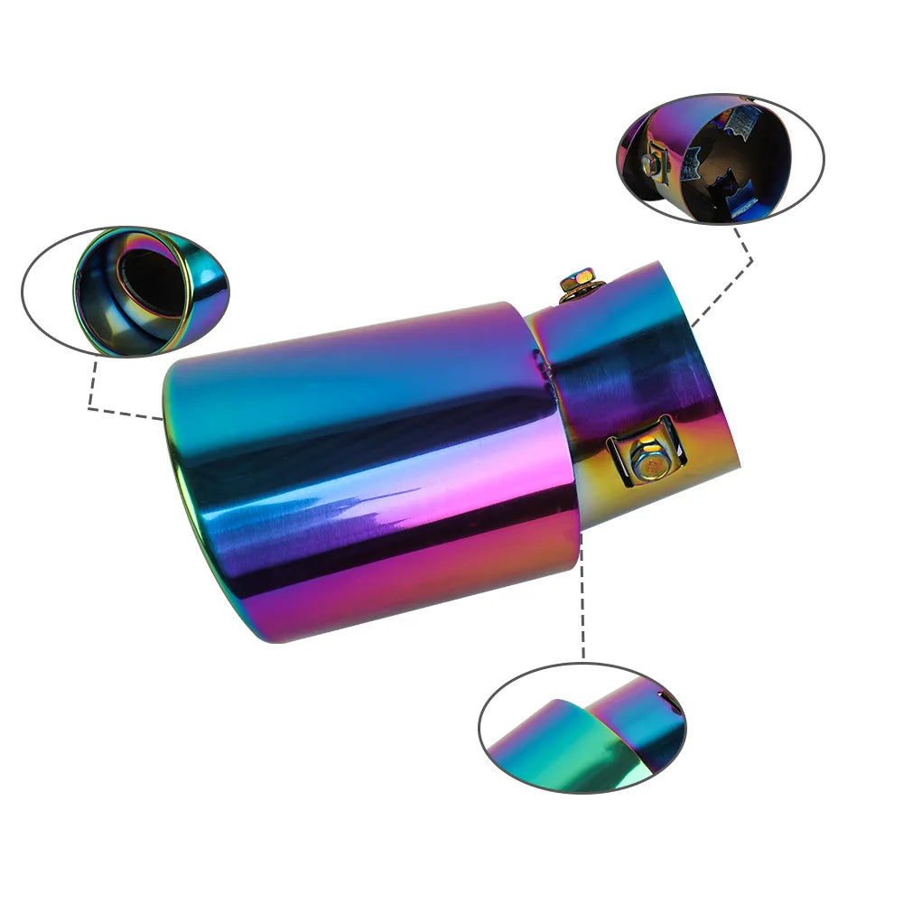 Universal Car Exhaust Muffler Tip Round Stainless Steel Car Tail Rear Chrome Round Exhaust Pipe Tail Muffler Tip Pipe
