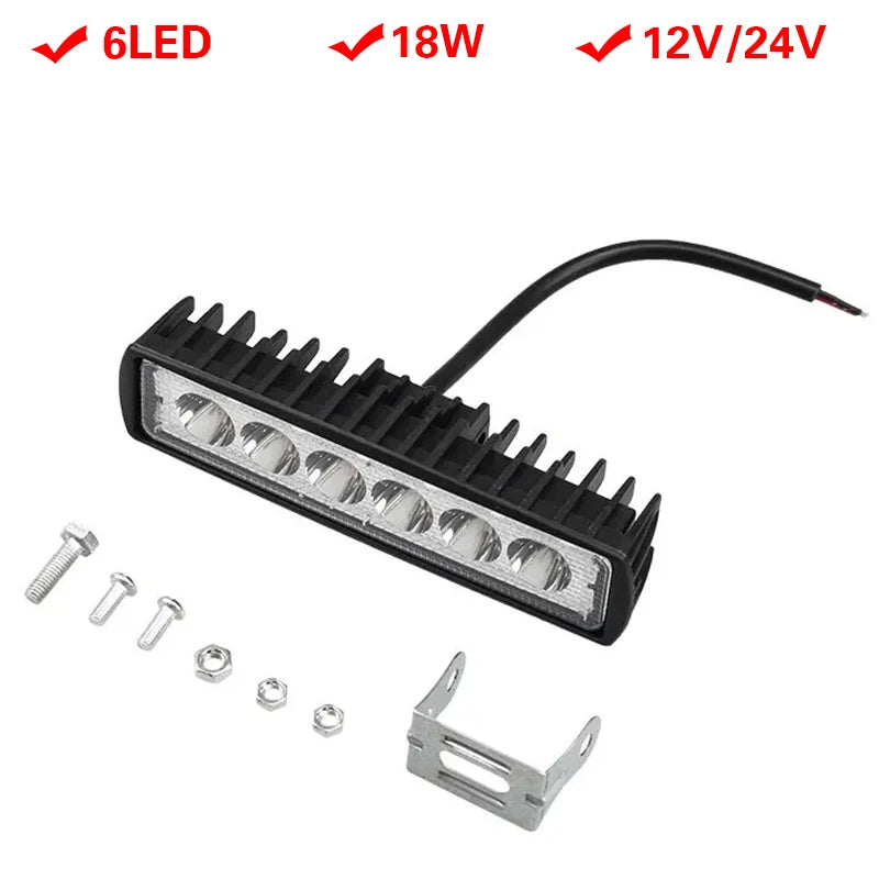 6" 18W LED-työvalo 12V/24V – Vedenpitävä offroad-ajovalo 6000K