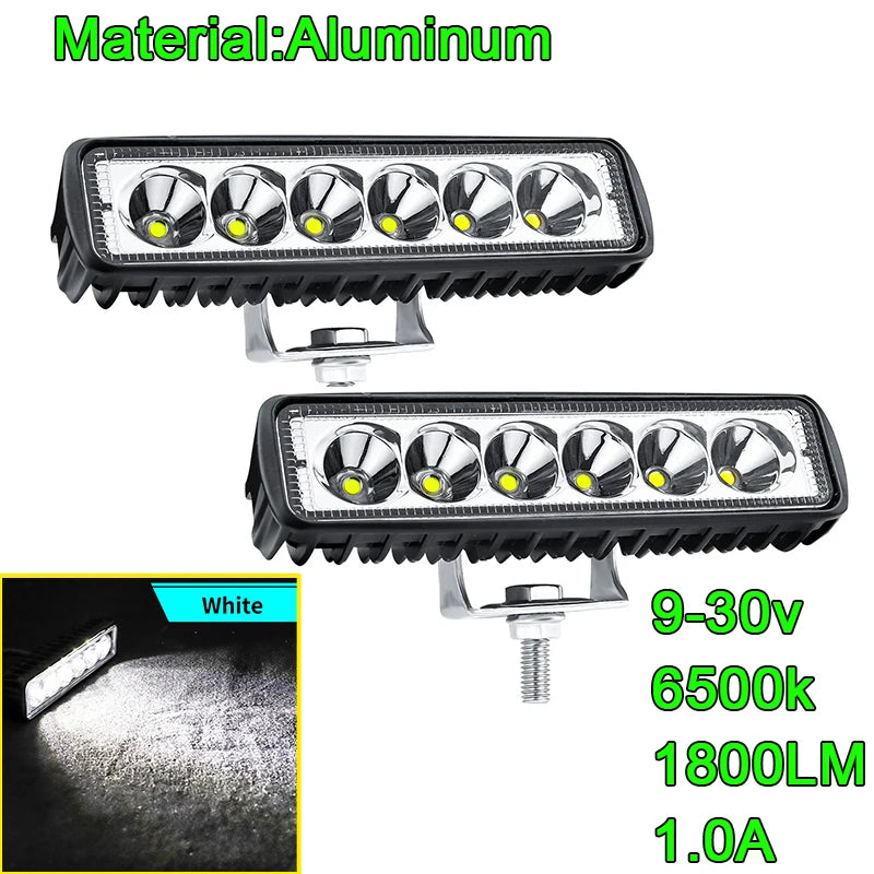 6" 18W LED-työvalo 12V/24V – Vedenpitävä offroad-ajovalo 6000K